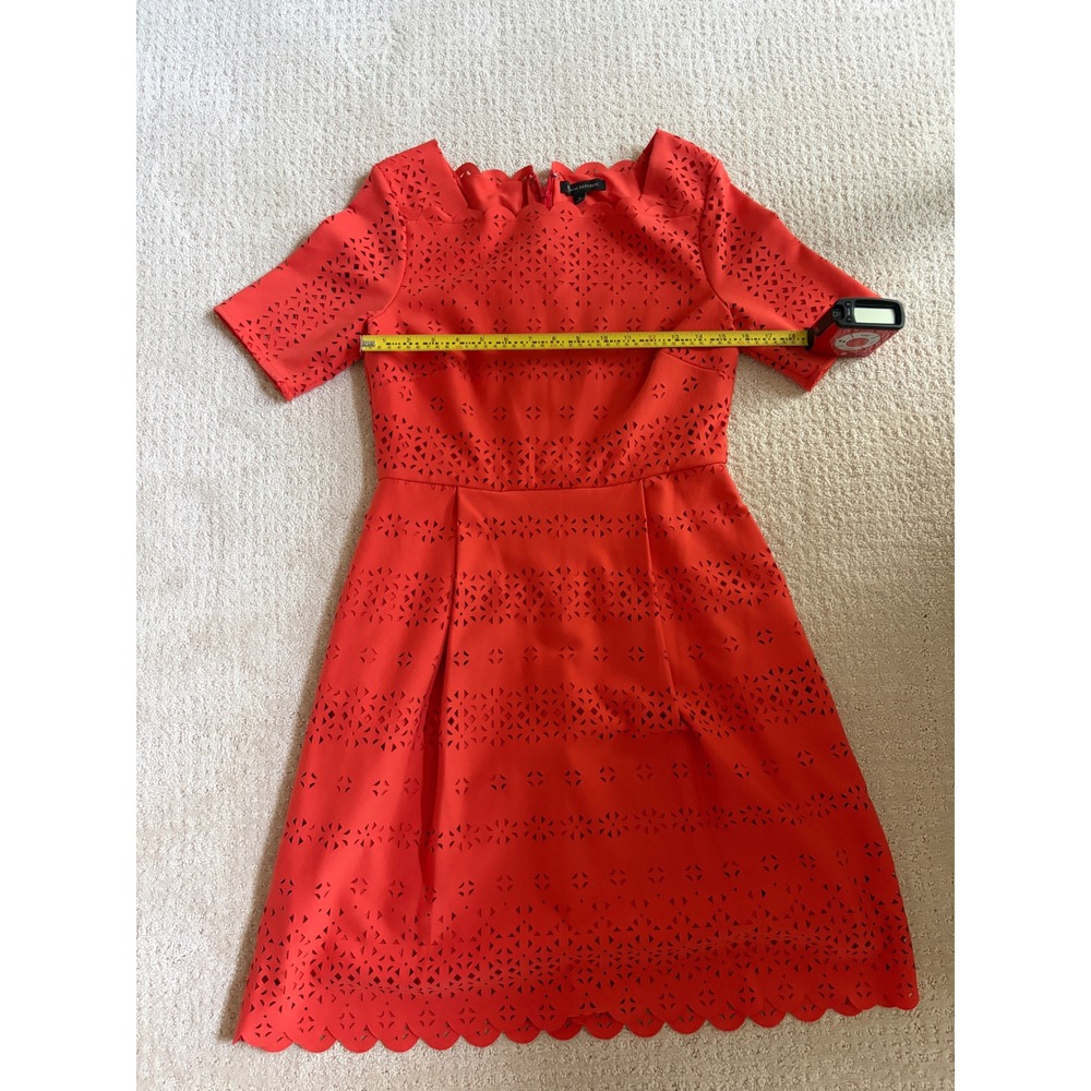 Banana Republic‎ Laser Cut Dress Womens 8 Orange Red Scalloped Eyelet